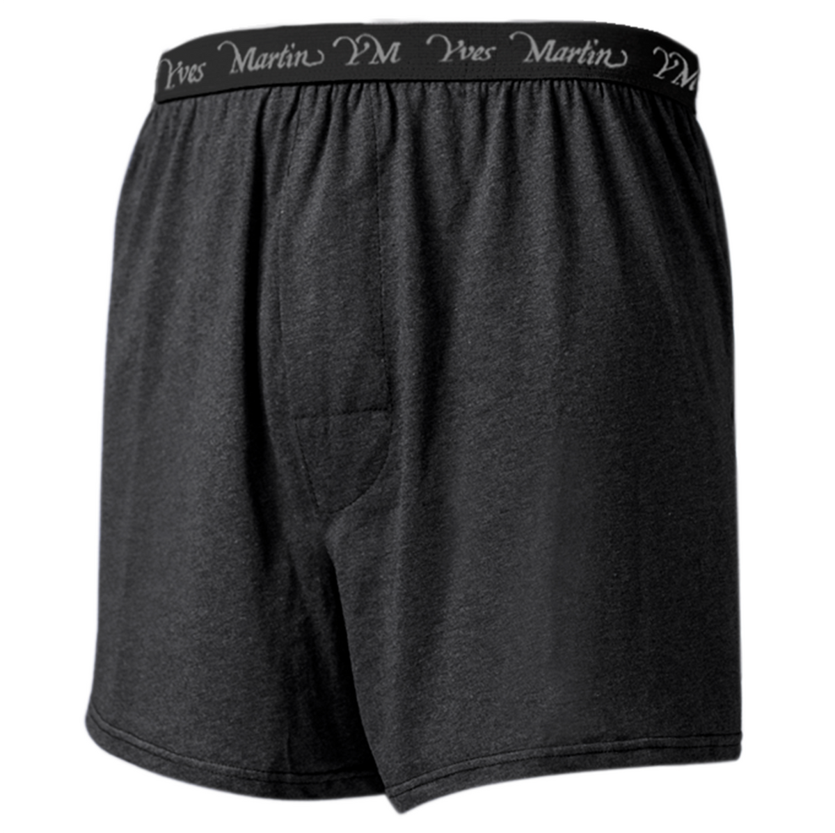 Yves Martin charcoal solid jersey boxers – front view