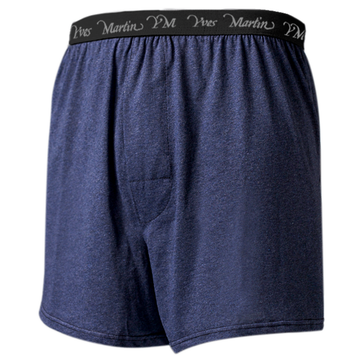 Yves Martin royal blue solid jersey boxers – front view